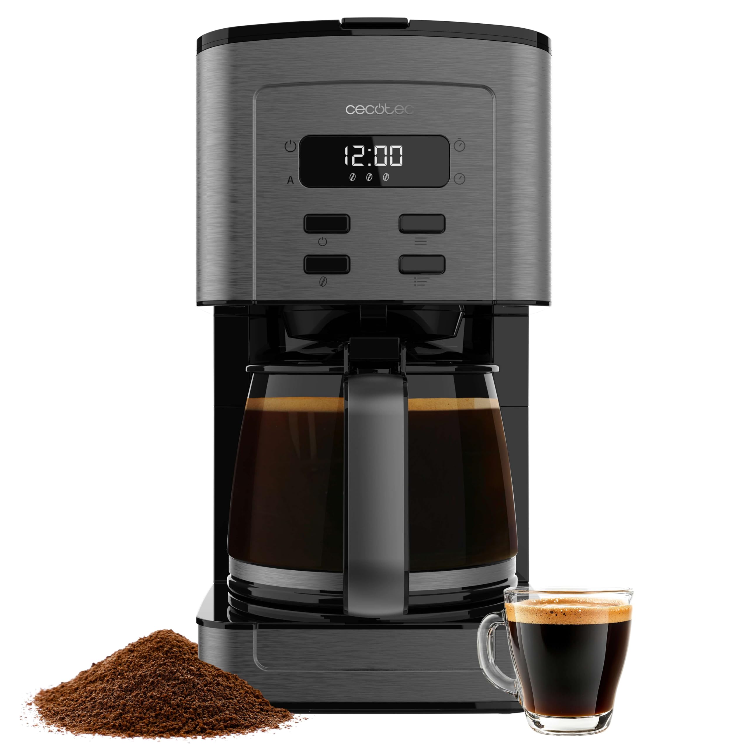 Cecotec Coffee 66 Time, cafetière filtre, 12 tasses, programmable, acier inoxydable