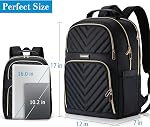 Laptop Backpack for Women, School Backpack for Teen Girls, 15.6 Inch Quilted Work Backpack Purse, Large Anti-theft Bookbag for Students, Casual Daypacks for Women, Black