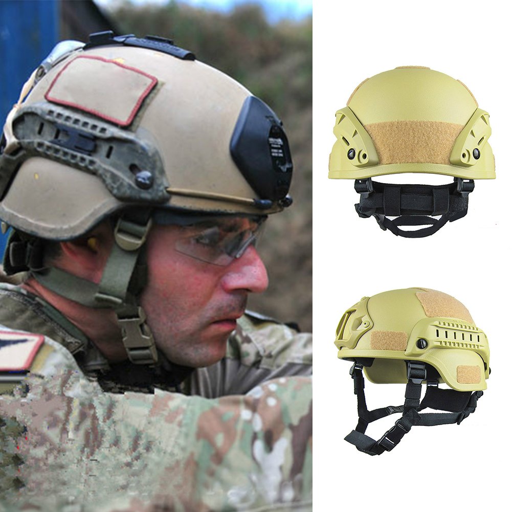 Elmetti protettivi Airsoft MICH 2001, Casco tattico militare versione azione | Gear Paintball unisex con supporto NVG e guide laterali per gioco CS all'aperto