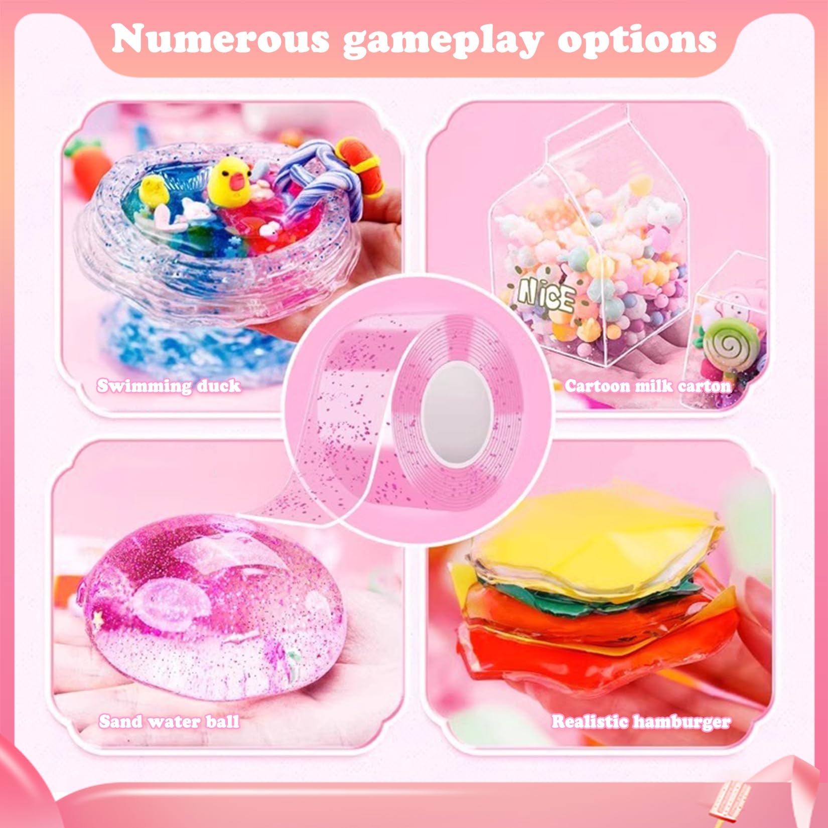 JurciCat Nano Tape Set 57 Piezas DIY Set Suave para el Alivio del Estrés y la Relajación Nano cinta ultra elástica Adecuado para niños Niños Niñas