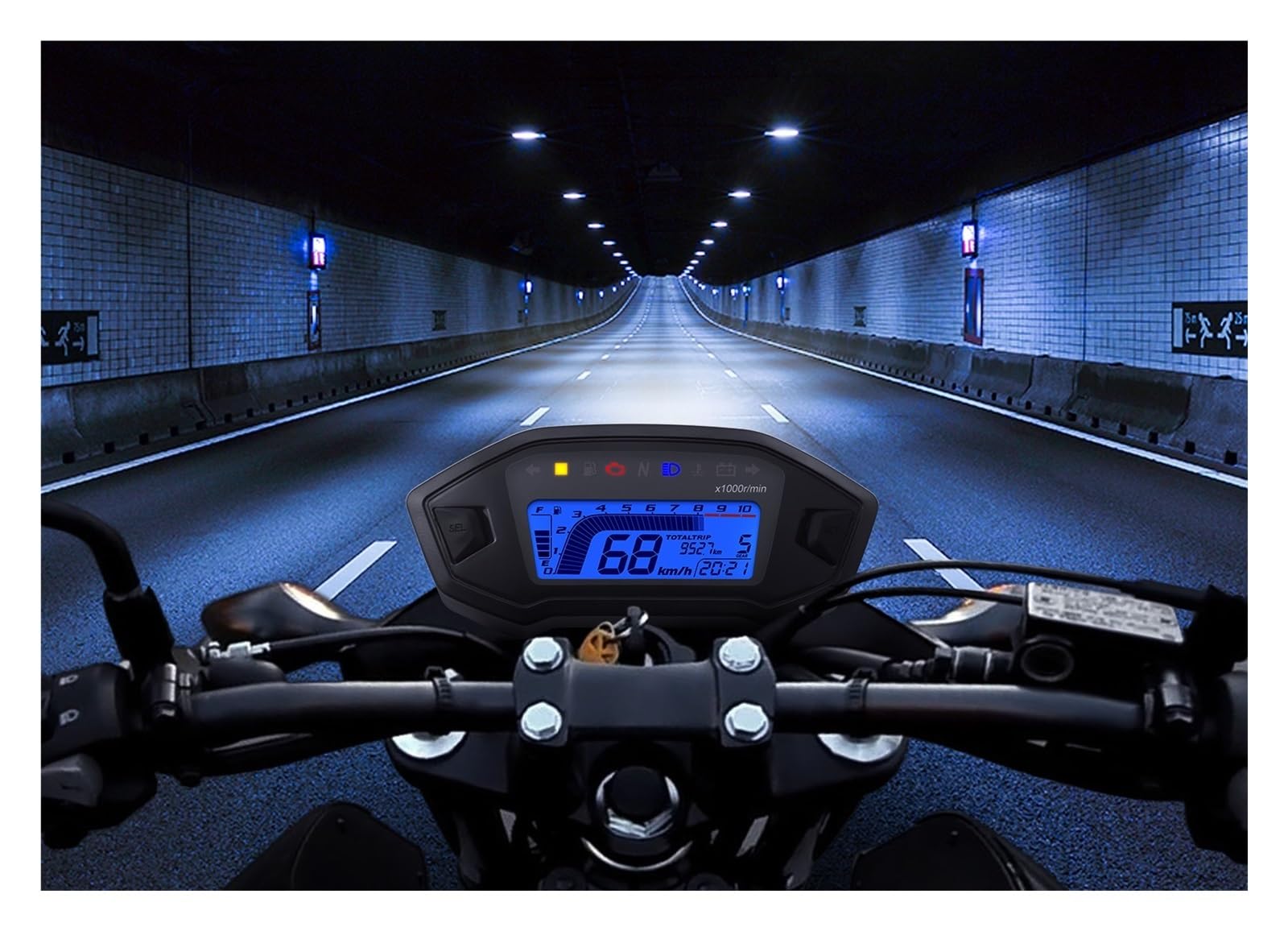 Contagiri contachilometri 12V Moto Cruscotto Tachimetro Digitale Contagiri Accessori Moto Strumento Display A LED 0~10000 RPM Per 1-4 Cilindro