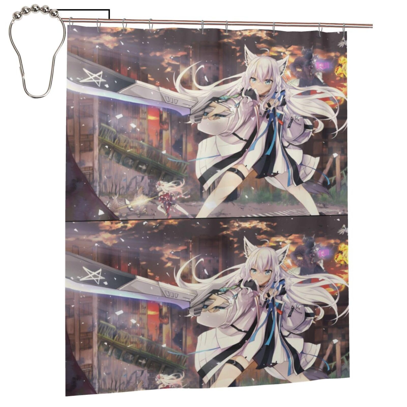 Amazon｜ホロライブ白神フブキ シャワーカーテン 防カビ 防水 風呂