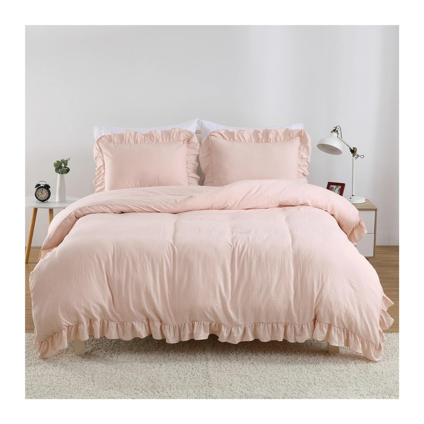 Housse de Couette Rose 264x228 cm Créez une Chambre Parentale Cocooning et Chaleureuse Lit Double