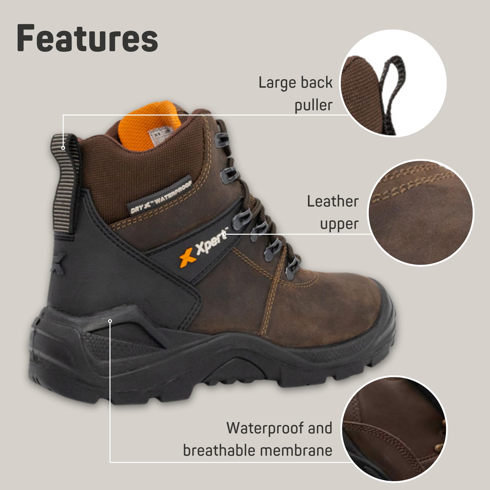 Xpert XP500 Warrior SBP para Hombre Negro Botas de Seguridad Hiker Punta de Acero