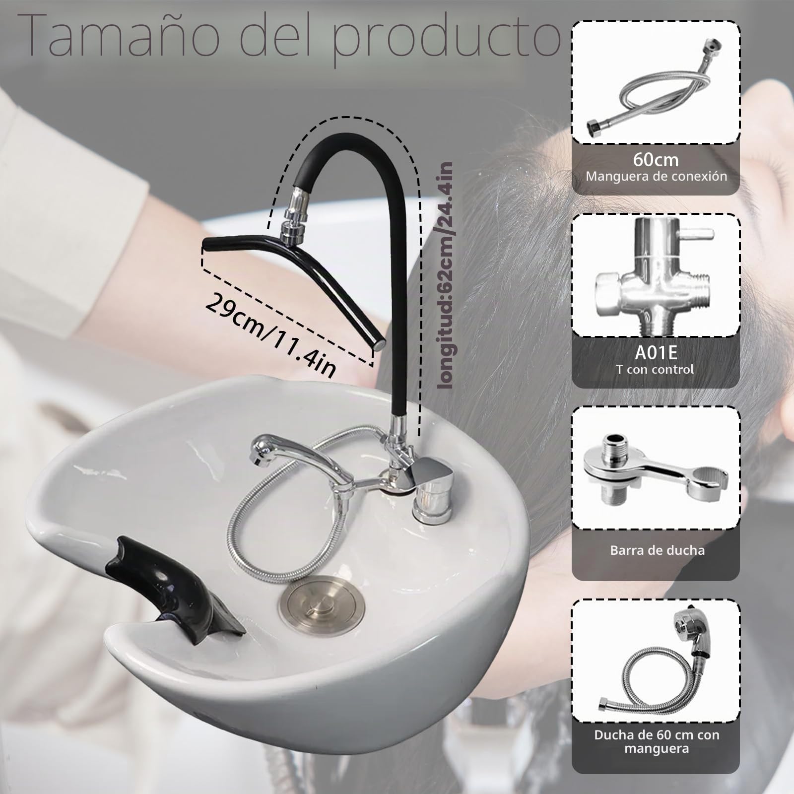 Estante De CirculacióN De Agua Para Terapia Spa Interfaz Redonda De Masaje Para Lavado De Cabello Ducha De Cascada Flexible Accesorio Para Champú Para SalóN De Belleza En Casa
