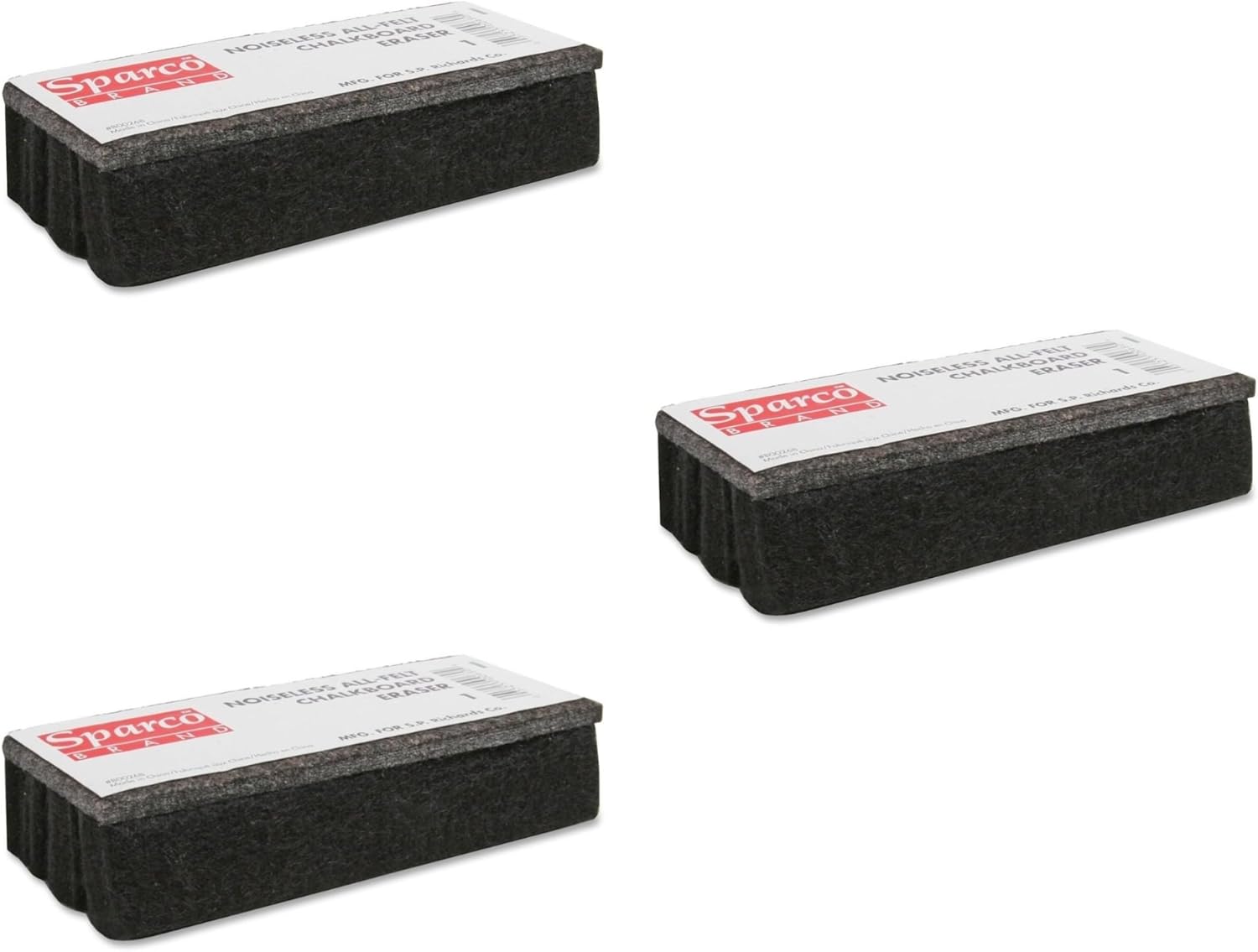 Sparco SPR1 Chalkboard Eraser, AllFelt, Dustless, Black