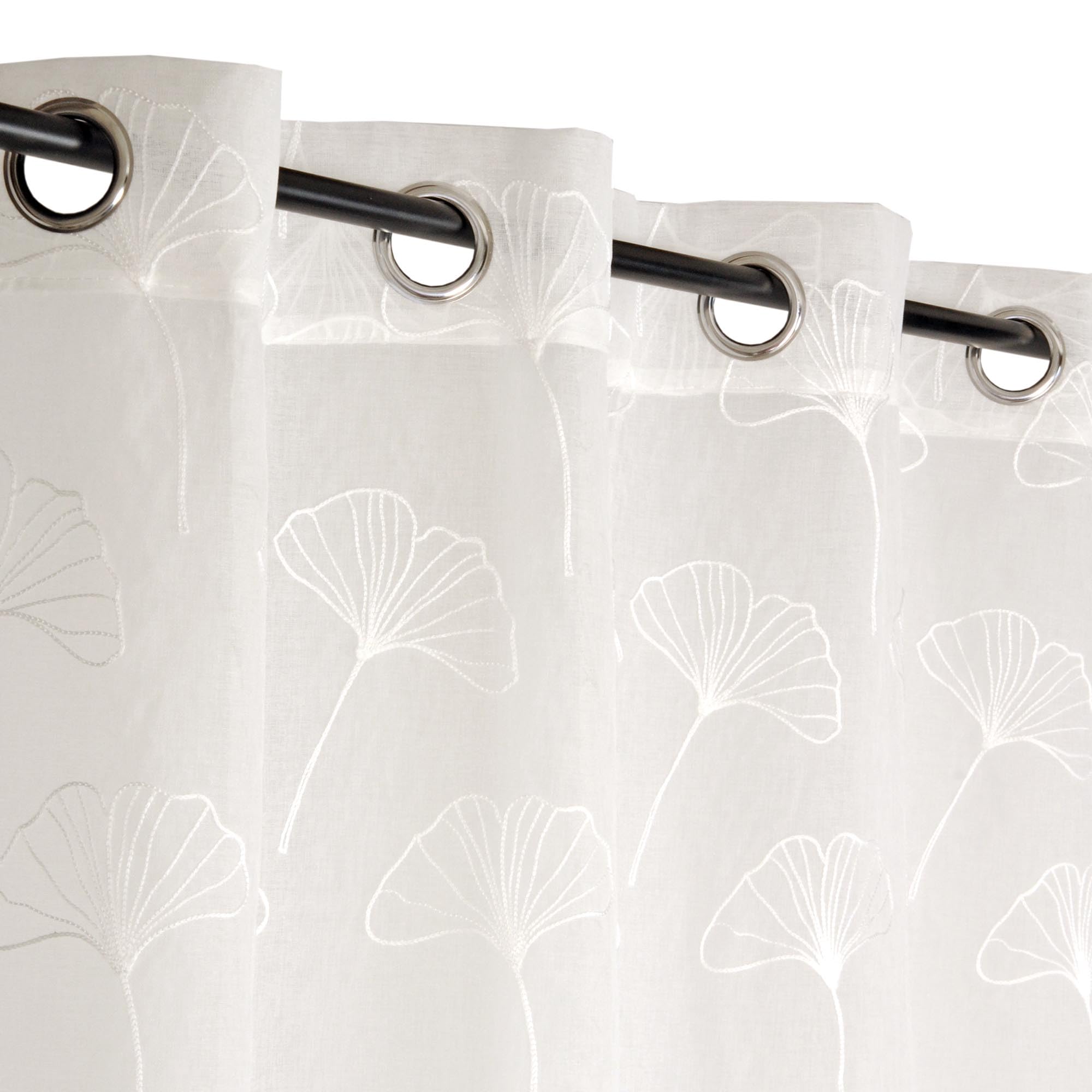 Atout Ciel Embroidered Net Curtain with Eyelets 140 x 240 cm White