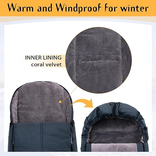 Miniatura 4 de Bolsa de dormir cálida universal, impermeable, resistente al viento, forro polar de invierno para niños pequeños, antideslizante, saco de dormir,