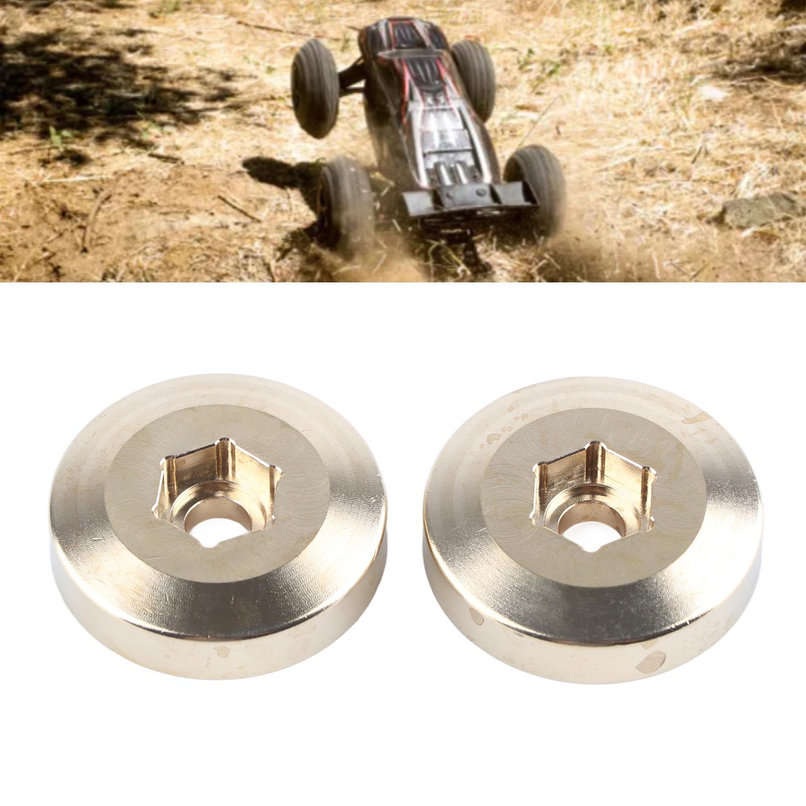 HERCHR Moyeu De Roue RC, 4 Pièces Moyeu Hexagonal De Roue RC Antirouille Adaptateur élargi Poids De Roue en Laiton pour Jantes De Roues sur Chenilles RC 1,9/2,2 Pouces(6mm