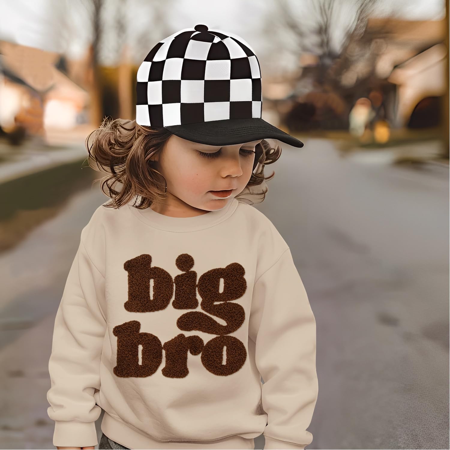 Big Brother Sweatshirt Toddler Boy Big Bro Chenille Patch Letter Print Pullover Crewneck Long Sleeve Shirt Fall Tops - Image 3