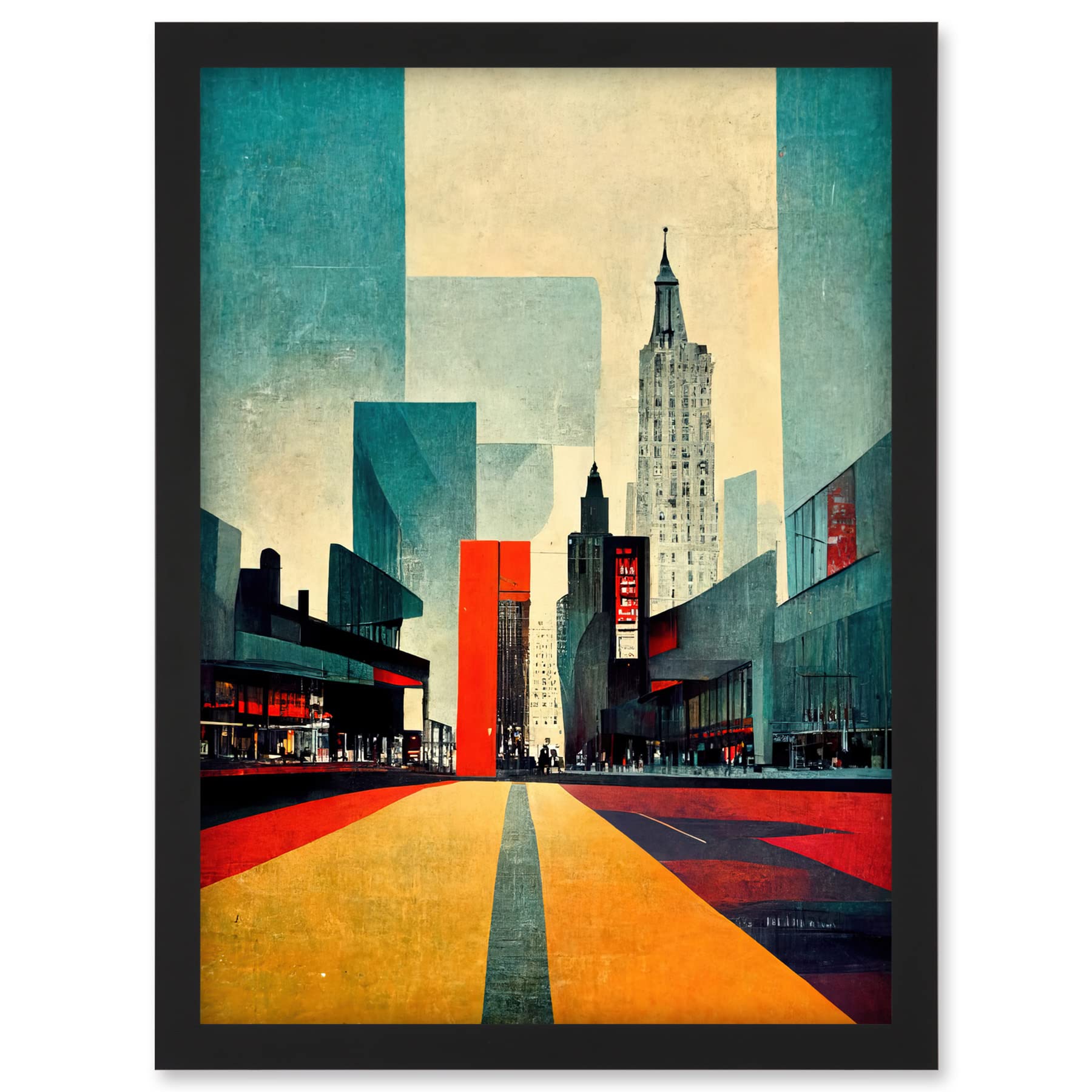 Doppelganger33 LTD Broadway New York City Street Modern Cityscape Artwork Framed A3 Wall Art Print