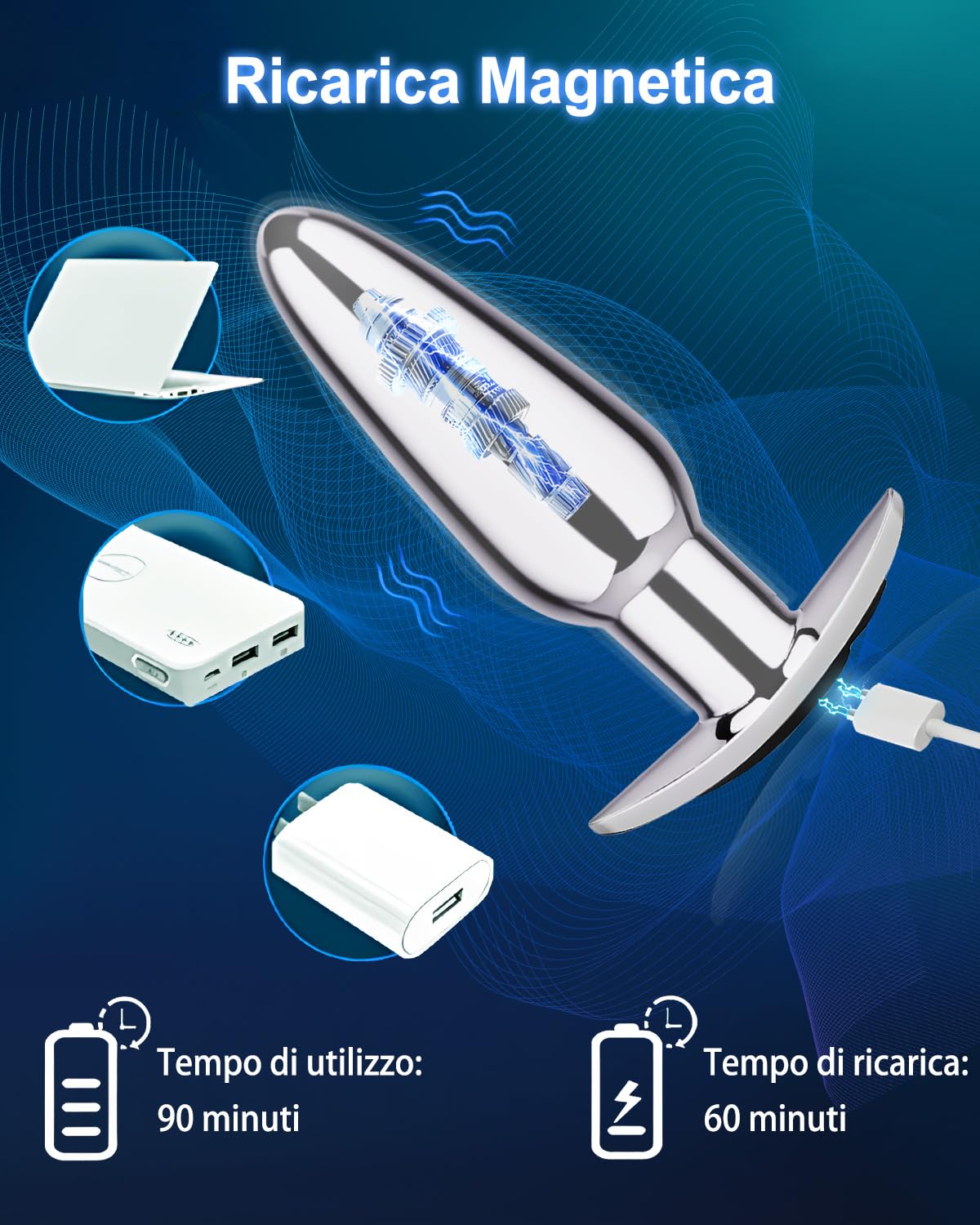 Vibratoreper Donna Telecomando Sex Toys Uomo, Plug Anale Prostata Vibratore Uomo Sextoys, Vibratoreper Donna Professionale Wireless, Vibratori Uomo Anali Plug Analesex Sexyshop 10 Modalità (Metals)