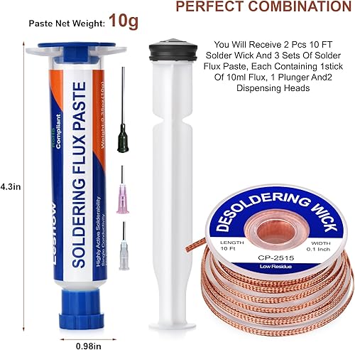 Miniatura 23 de trenza de mecha de soldadura, 10 pies de longitud, herramienta de eliminación de trenza de mecha de desoldadura, 1 pieza sin limpiar, rollo