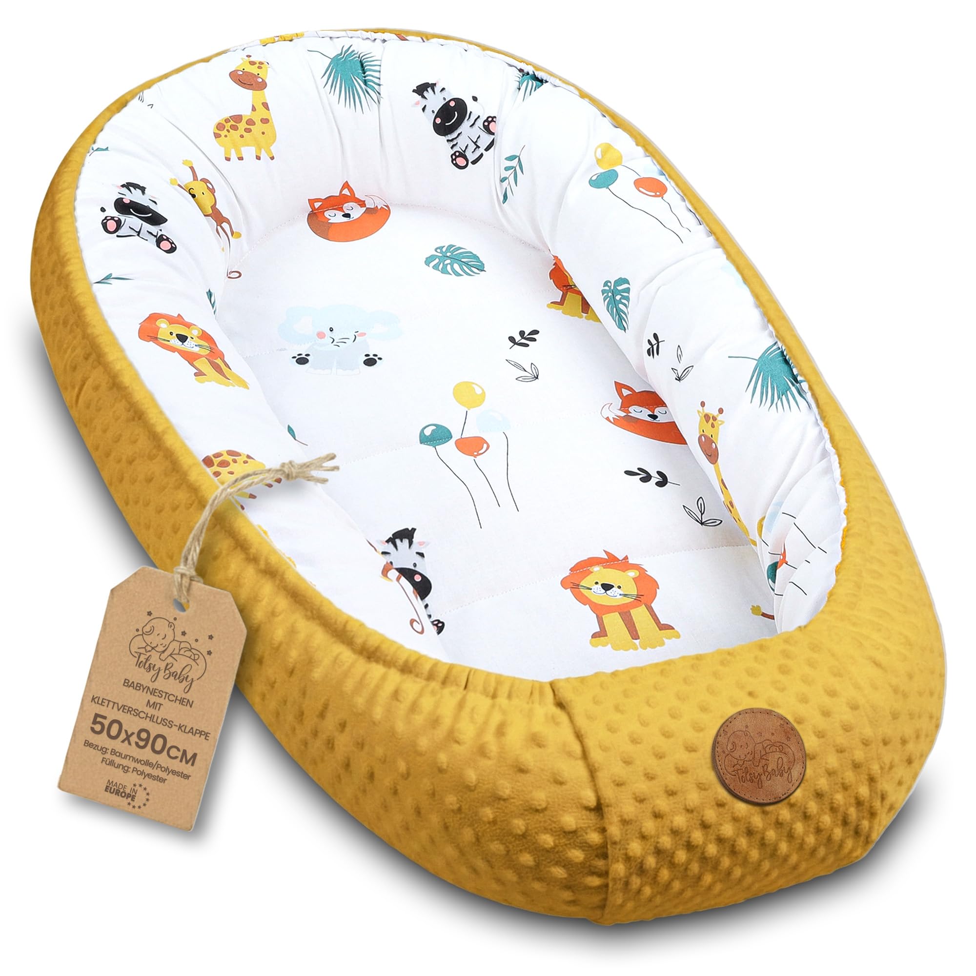 Ciepłe kokon niemowlęcy 90x50 cm - kokon przytulankowy kokon niemowlęcy zima/jesień kokon babynest safari toffi