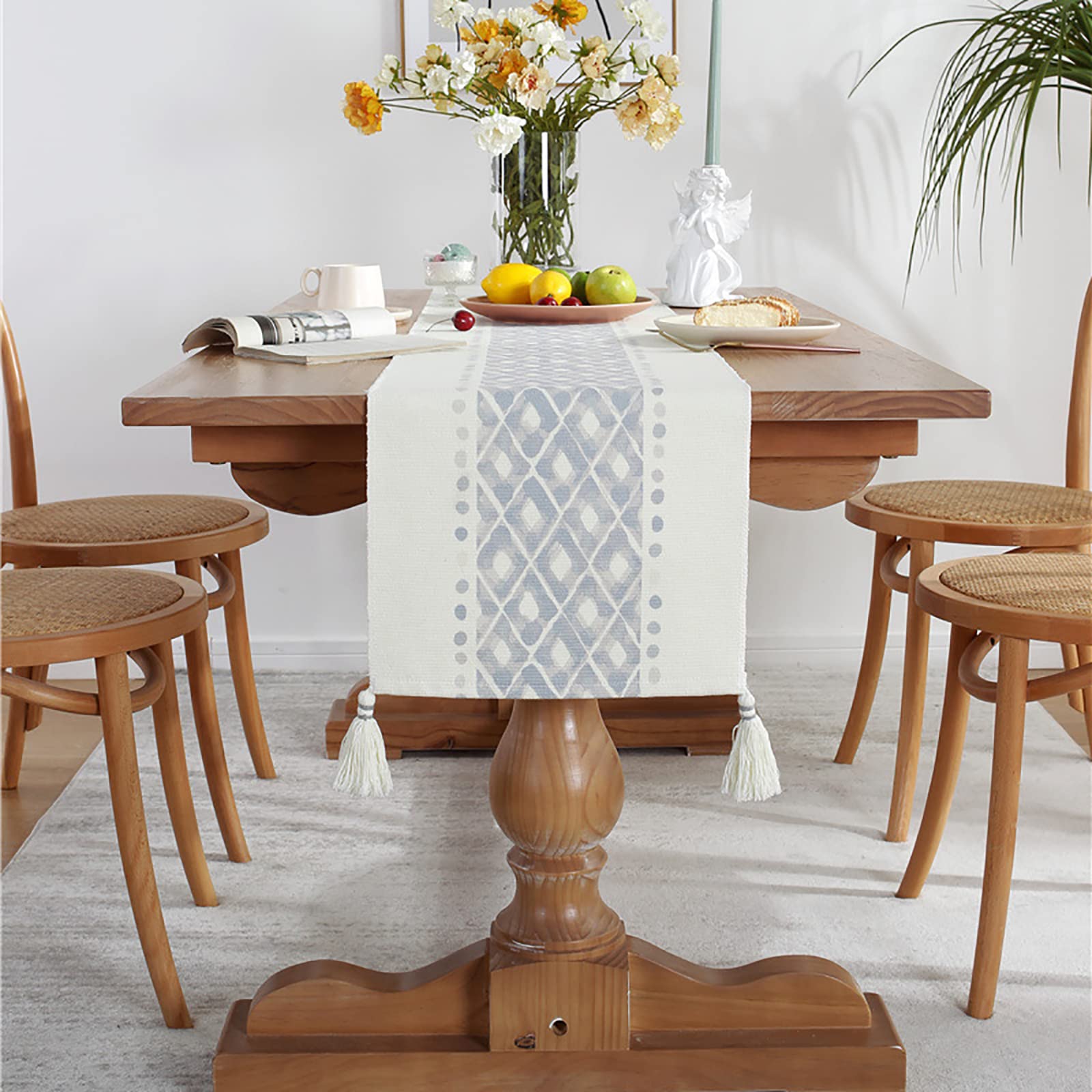 Modern Simplicity Handmade Tassel Bed Tail Flag,Cotton Thread Printing Table Runner,Coffee Table Tv Cabinet Tablecloths For Hotel,Bedroom,Western Restaurant