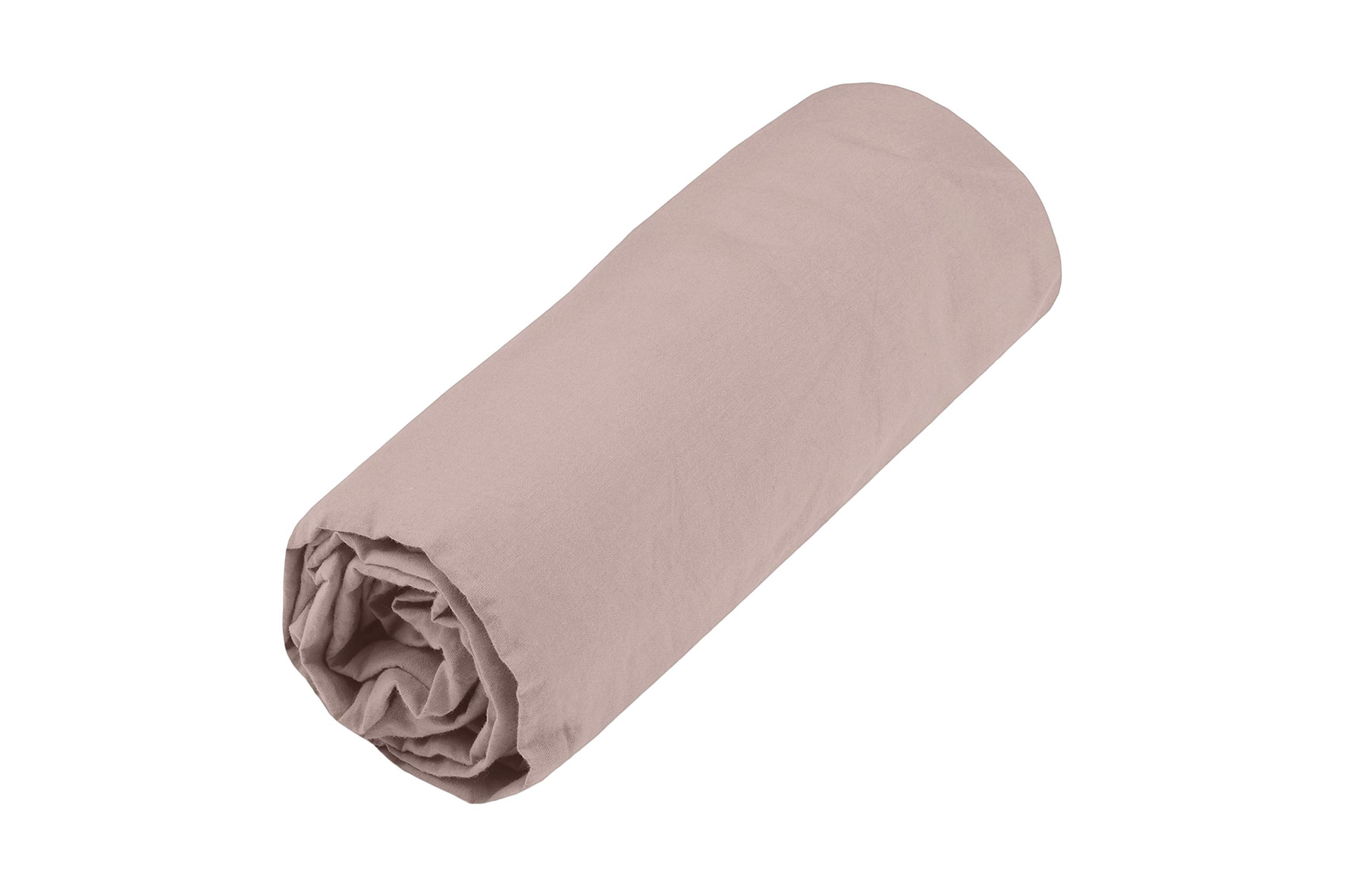 Lovely Casa Cottage Fitted Sheet - Size 140 x 190 cm - 100% Washed Cotton 60 Thread Count - Oeko-Tex Certified - Nude - Home Bed Linen - Soft and Comfortable for Cuddly Nest - Thick Mattress