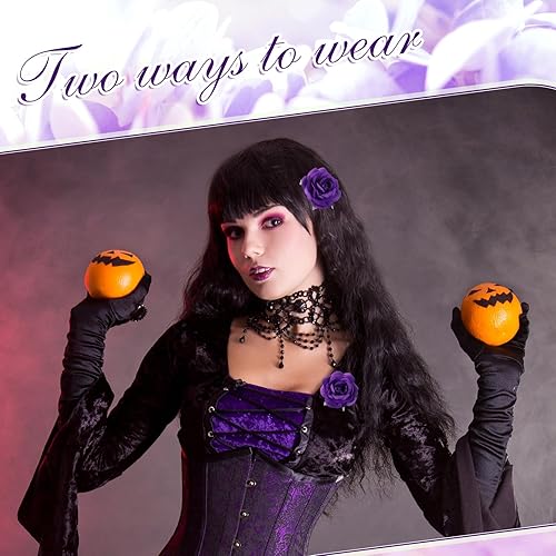 Miniatura 2 de Yilloog Paquete de 12 pinzas para el pelo de rosas de 2.8 pulgadas, broches florales, horquillas mexicanas, suministros de fiesta para mujeres,