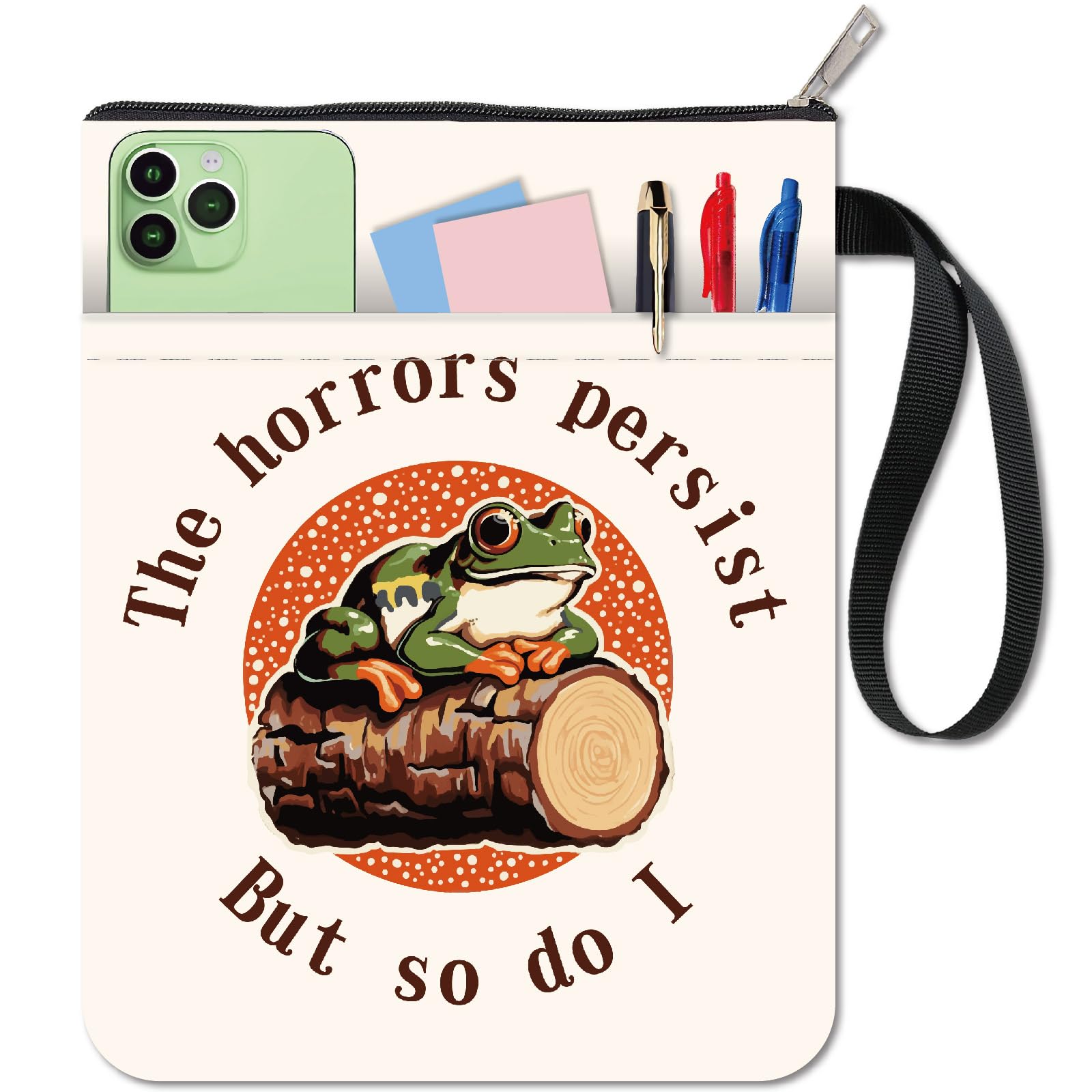 CRASPIRE Frog Book Covers Animal Book Protector Book Sleeve for Paperbacks Washable Fabric Cloth Book Cover with Zipper and Extra Sleeve Pocket for Book Lovers Classmate Gifts
