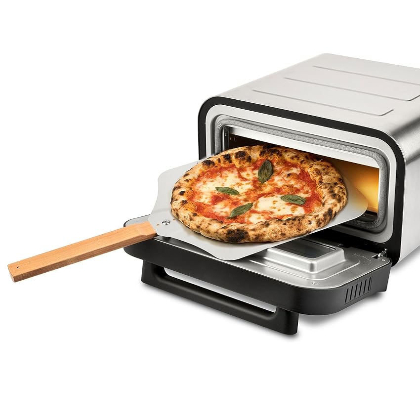 G3 Ferrari G10204 Pizza Pro 2 Minuti, 1700 W, Raggiunge fino 450°C, Pareti fredde,Cottura in 2 minuti, Display digitale con 6 programmi, Pietra refrattaria, Accessori e ricettario inclusi, Grigio/Inox