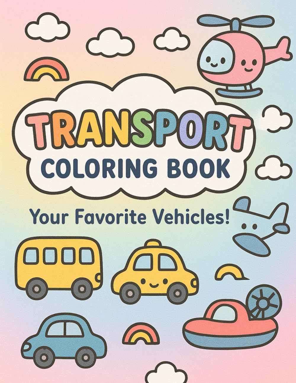 Transport Coloring Book for Kids: Big and Simple Coloring Pages with Cars, Trucks, Planes, Trains, and More! Fun Activity Gift for Toddlers & Preschoolers (Ages 2-8)