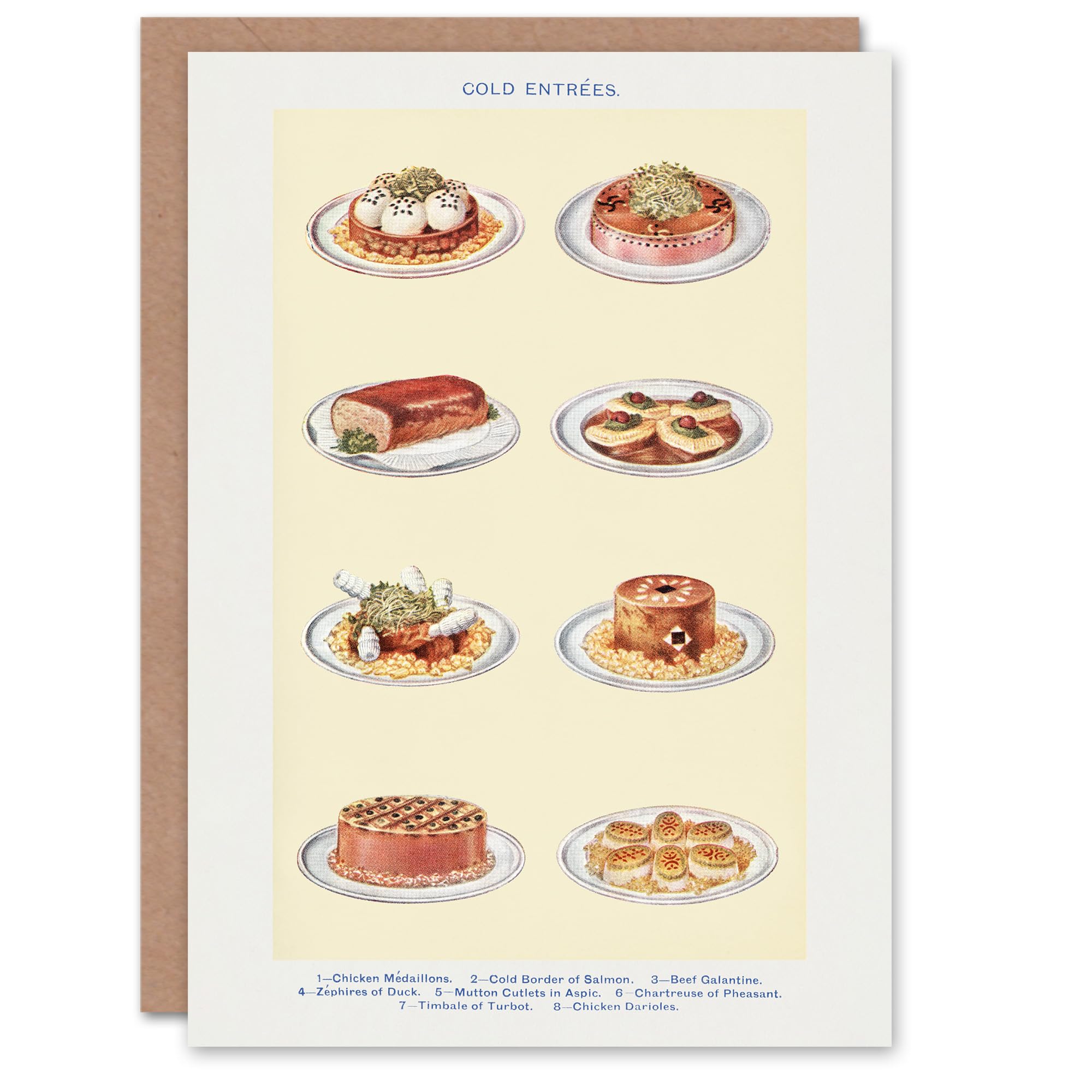Artery8 Mrs Beeton Household Management Art Card Cold Entree Dishes