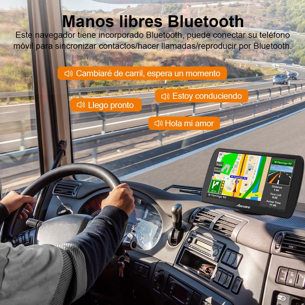 AWESAFE 9'' Pantalla Navegador GPS Off Road con Bluetooth para Coches/Camiones/Autocaravana/Caravana/Autobús/Furgoneta/Truck, con Mapas Europeos de 48 Países, Actualizaciones Gratuitas de por Vida
