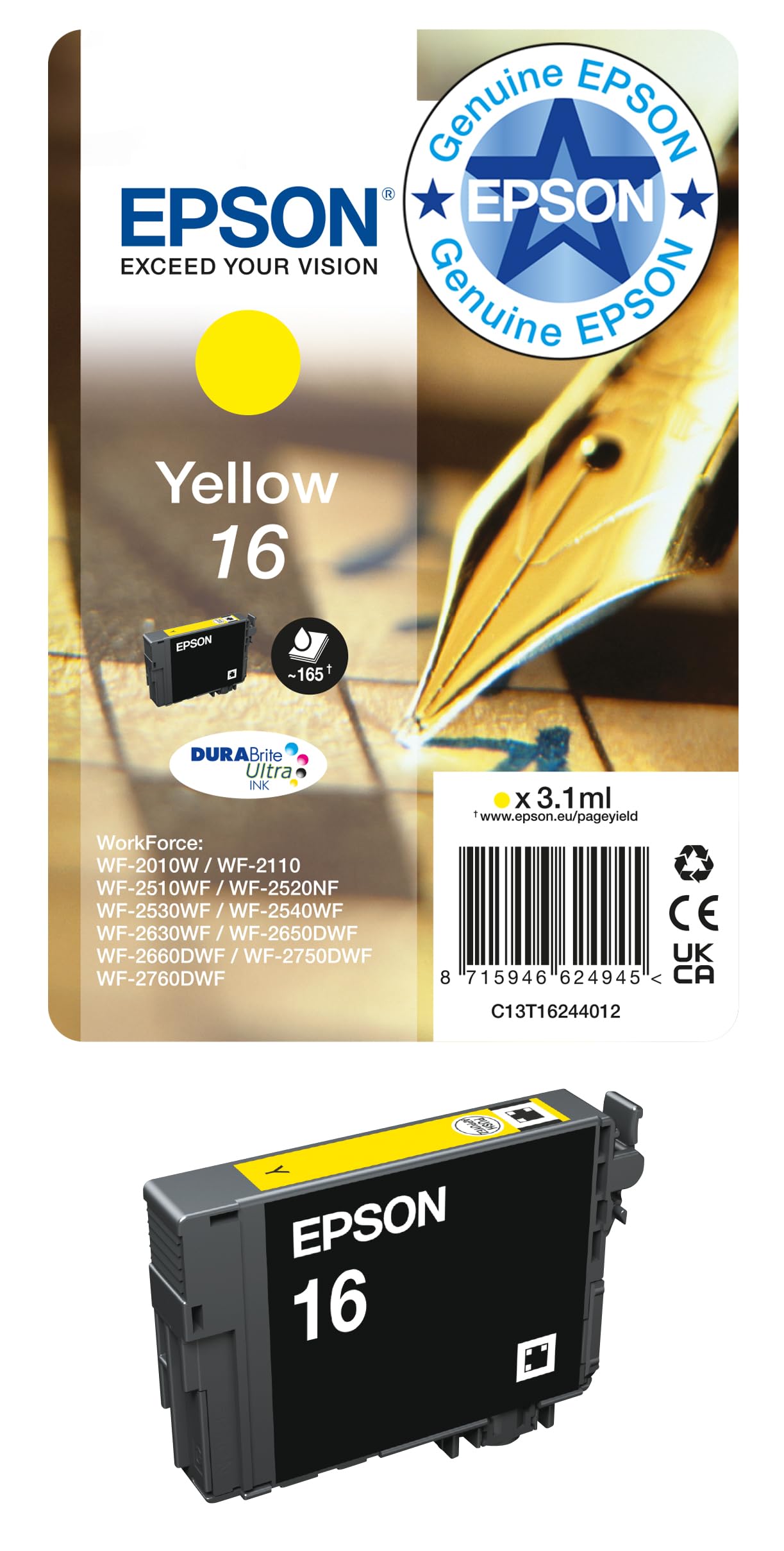 Epson Pen & Crossword Ink Cartridge for WorkForce WF-2010W Series - Yellow