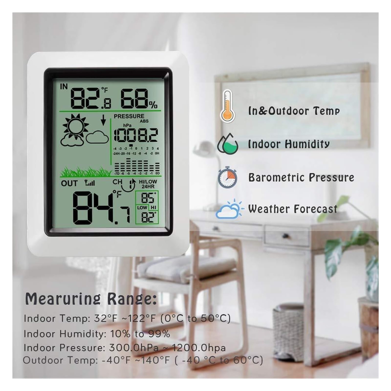 Stazione Meteorologica Wireless Termometro Digitale For Interni Igrometro Monitor Di Umidità Con Sensore Temperatura Preciso Veloce Monitoraggio In Tempo Reale