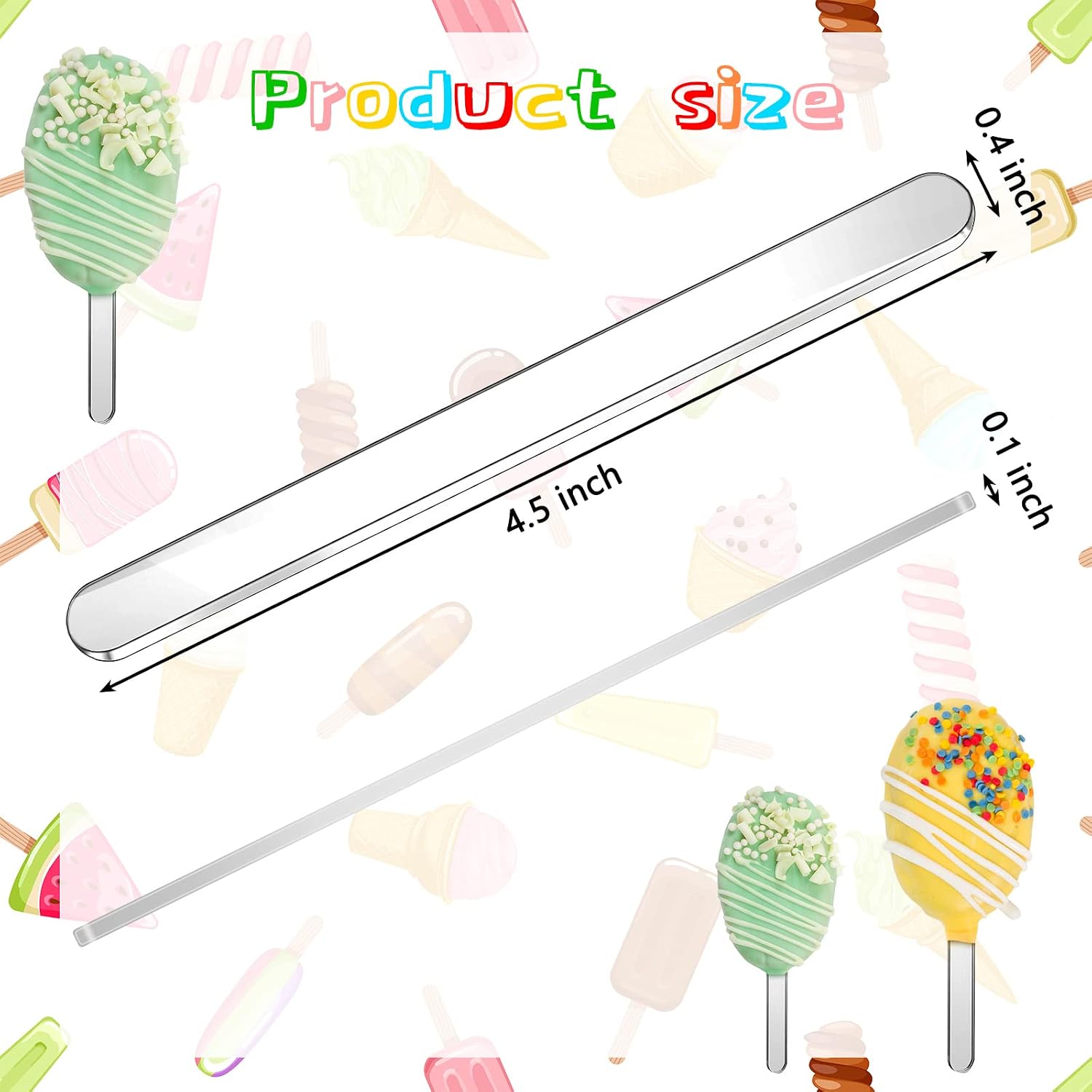 30 Pcs Reusable Acrylic Cakesicle Sticks, 4.5 Inches, Classic Color
