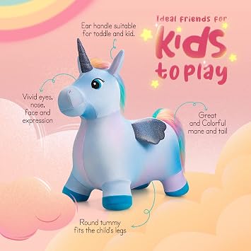 U&C Planet Animal Hopper for Toddler, Unicorn Hopper for Kids, Bouncy Horse Hopping Toy, Ride on Unicorn Hop, Christmas Birthday Gift for 1 2 3 4 5 6 Years Old Hop Along Yard Indoor Outdoor