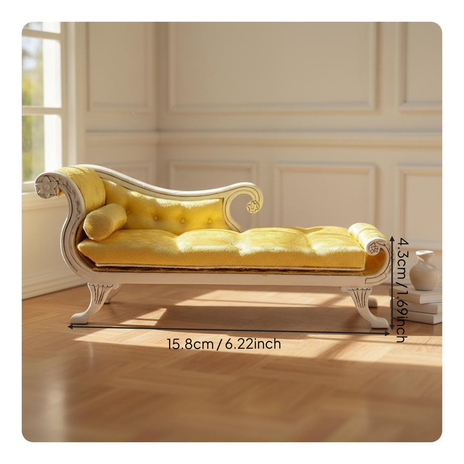 Divano Miniatura Casa Delle Bambole Divanetto Arredamento Miniatura Mobili per Scene Diorami Dettagli Raffinati Adatto per Creatori Amanti Miniature Esposizione Casa Bambole, Giallo