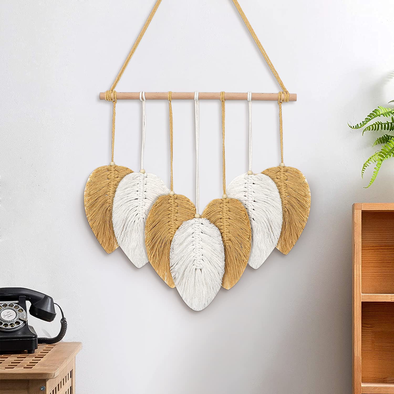 Tenture Murale Macramé Bohème - Lune Et Soleil - 40x80cm - Coton - Décoration Chambre/Salon