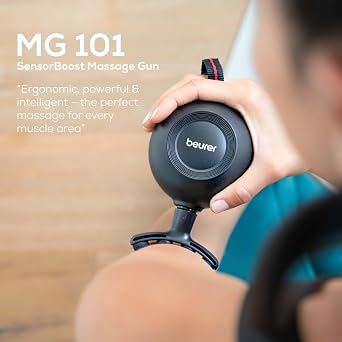 Beurer MG 101 SensorBoost Masaj Tabancası, Ergonomik ve Kompakt Tasarım, Sessiz ve Güçlü Tetik Noktası Masajı ile Rahatlama ve Yenilenme, Basınç Sensörlü Kas Masaj Aleti, 5 Farklı Başlık