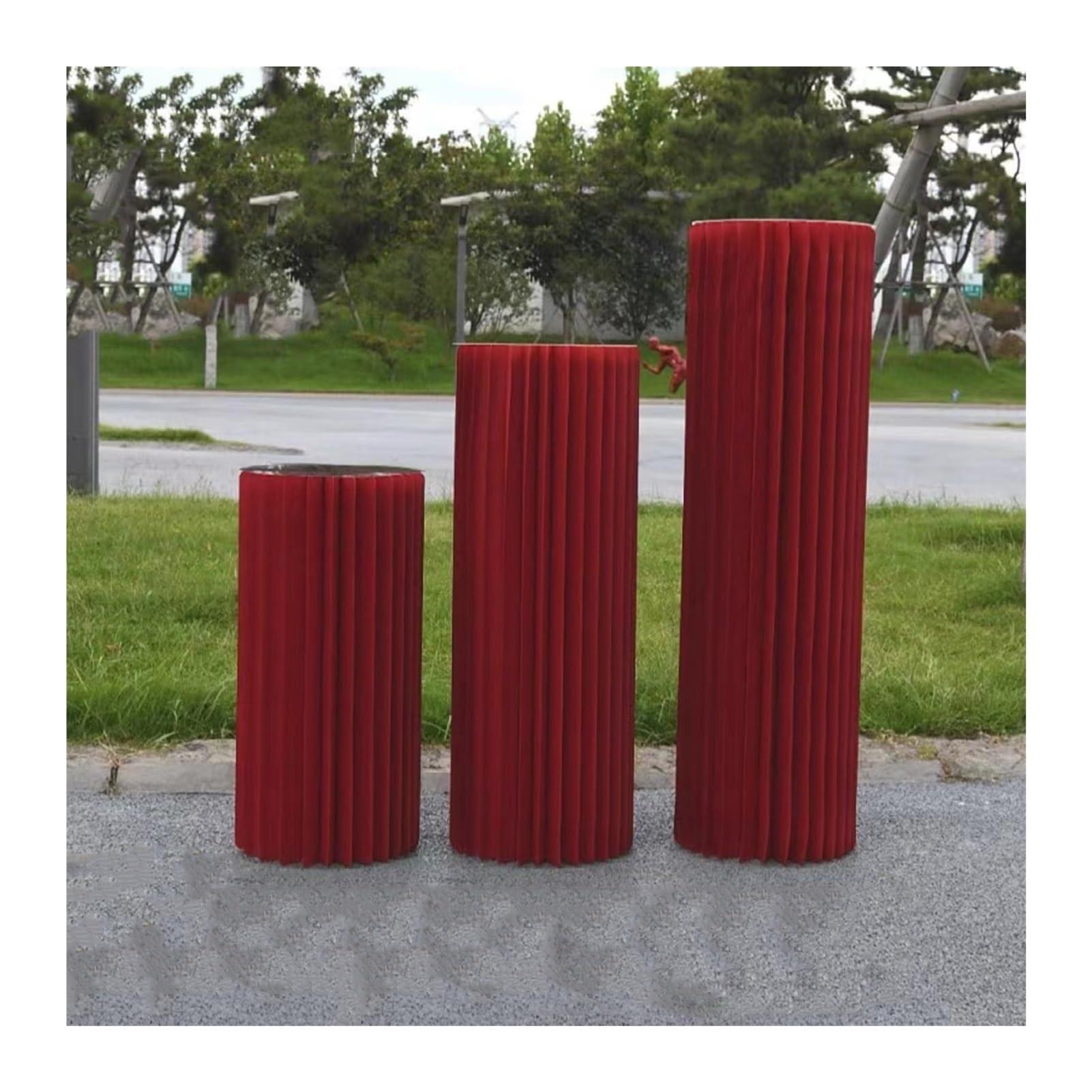 YTBHSHXZ plinth， Wedding Centerpieces Display, Cylinder Flower Stand Paper Roman Pillar(Rosso,B)