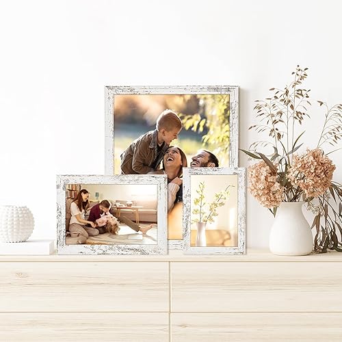 Miniatura 5 de TWING Marcos de fotos de 4 x 6 pulgadas, marco de fotos blanco envejecido rústico para decoración de pared o exhibición de mesa, regalo ideal para