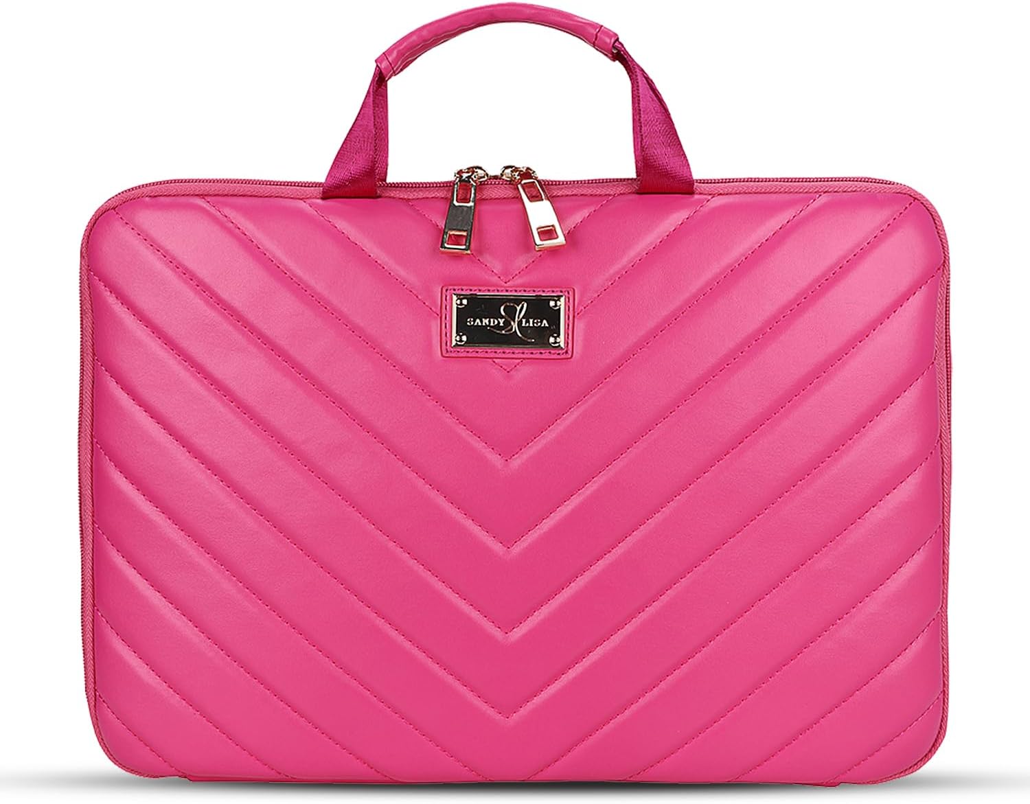 Sandy Lisa Capri Women Laptop Sleeve |Compatible with MacBook Pro 14 inch | MacBook Air/Pro 13-13.3 Notebook | MacBook Air M2 13 inch | Buttery Soft Padded Chevron - Pink