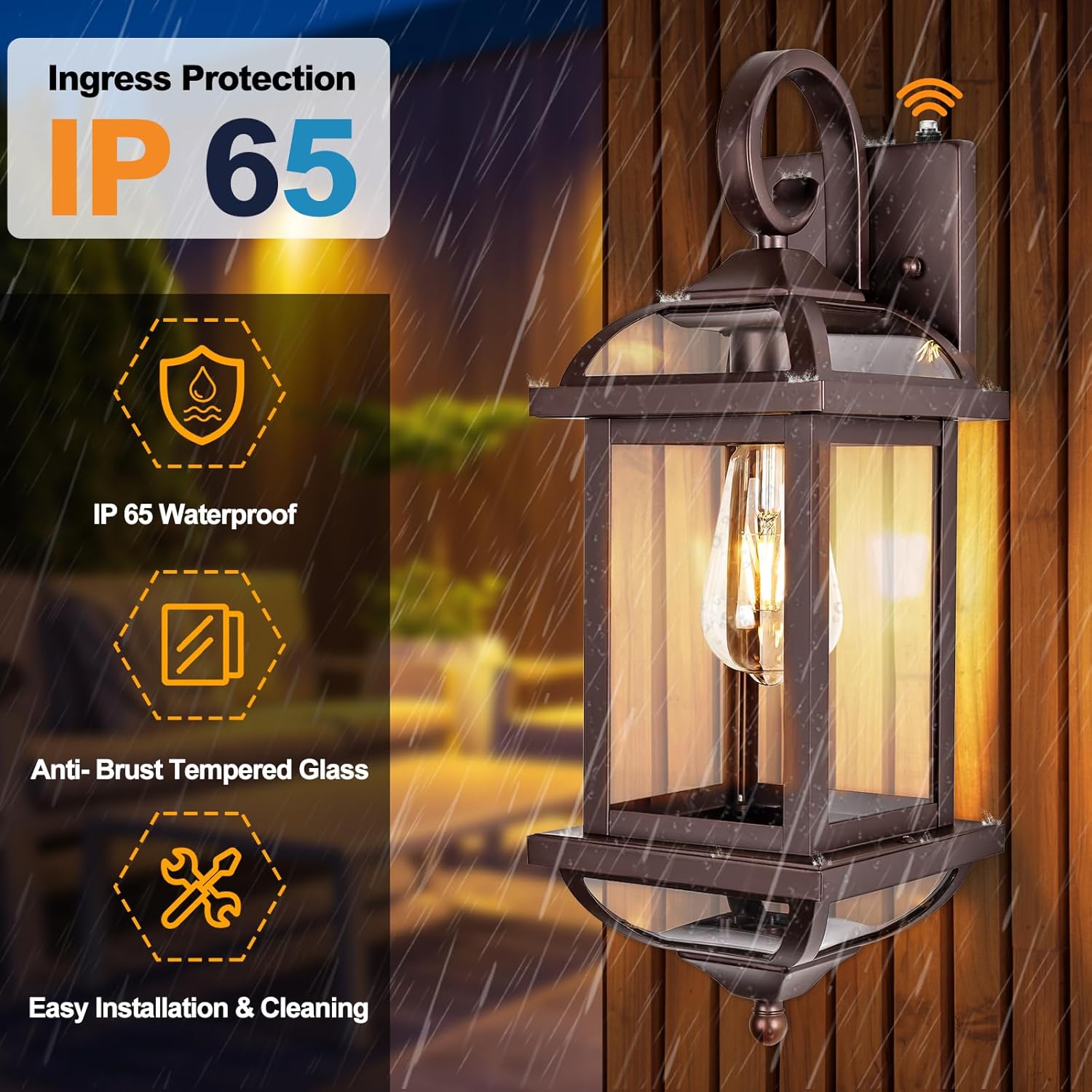2 Pack Dusk to Dawn 18 Inch Large Outdoor Light Fixtures Bronze Plus I Pack No Sensor Outdoor Pendant Light Anti-Rust Aluminum IP65 Waterproof, E26