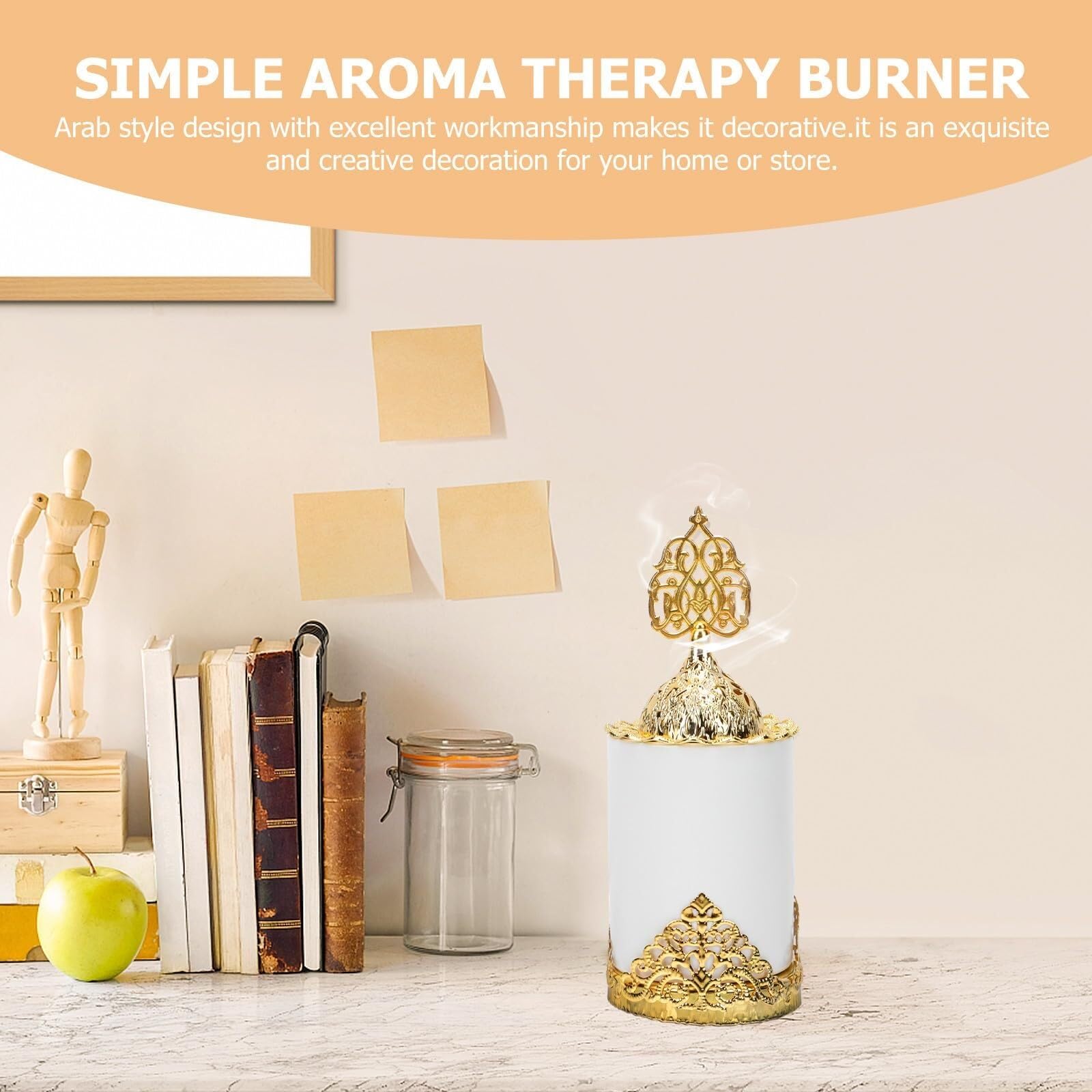 Porta incenso in ceramica – Bianco opaco – Censire arabo mediorientale – Base aromaterapia da scrivania per decorazione soggiorno