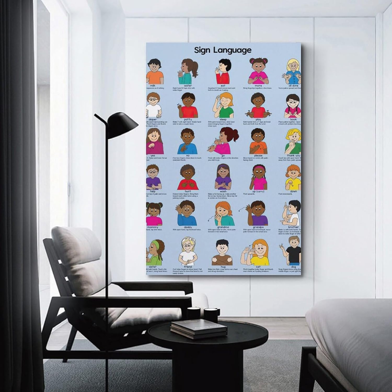 Ouyniei Baby Sign Language Poster Must Know Baby Signs Education Poster Poster Wall Art Canvas Aesthetic 16x24inch(40x60cm) Unframe-style image 3