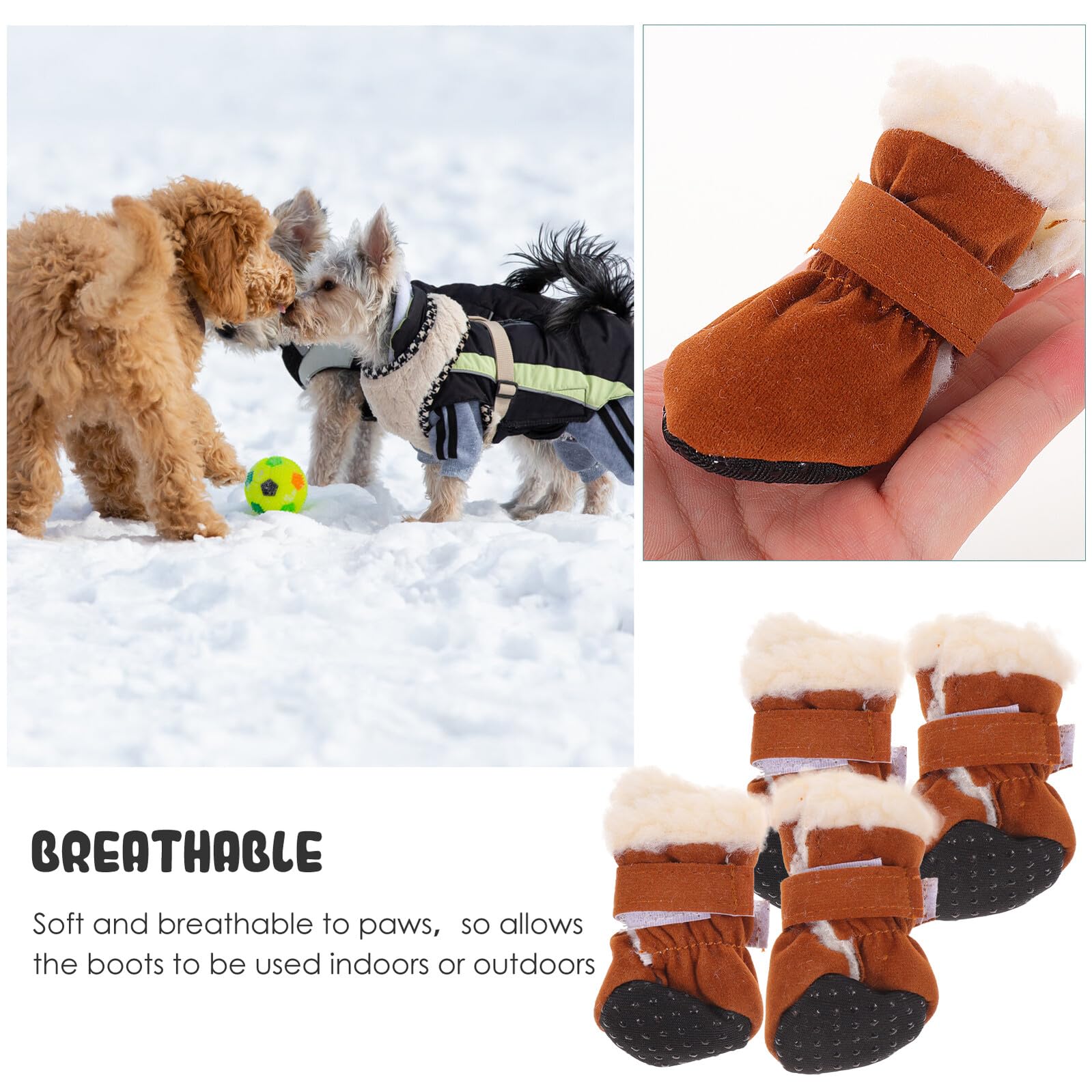 ibasenice 4pièces Neige pour Chien Chaussures pour Animaux de Compagnie Chaudes pour Chiens Moyens et Petits