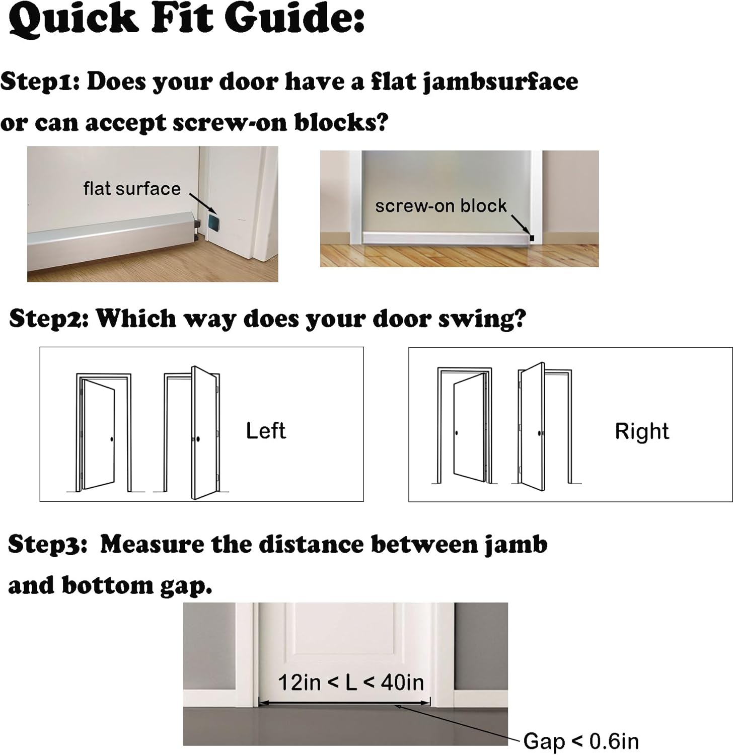 Surface Mounted Automatic Door Bottom, Door Draft Stoppers, Auto Threshold. Customizable Length, Peel-and-Stick, Tool-Free Installation, Works with Wood, Glass or Metal Doors (Silver, Left)