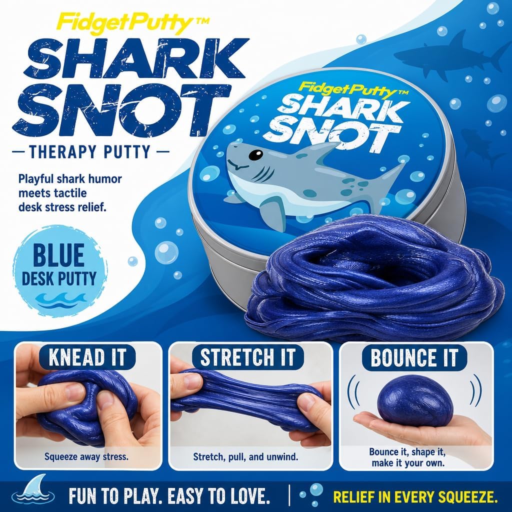 Shark Snot Therapy Putty - Funny Adult Shark Humor Stress Relief Putty - Blue Novelty Desk Putty for Ocean Lovers and White Elephant Exchanges image 2