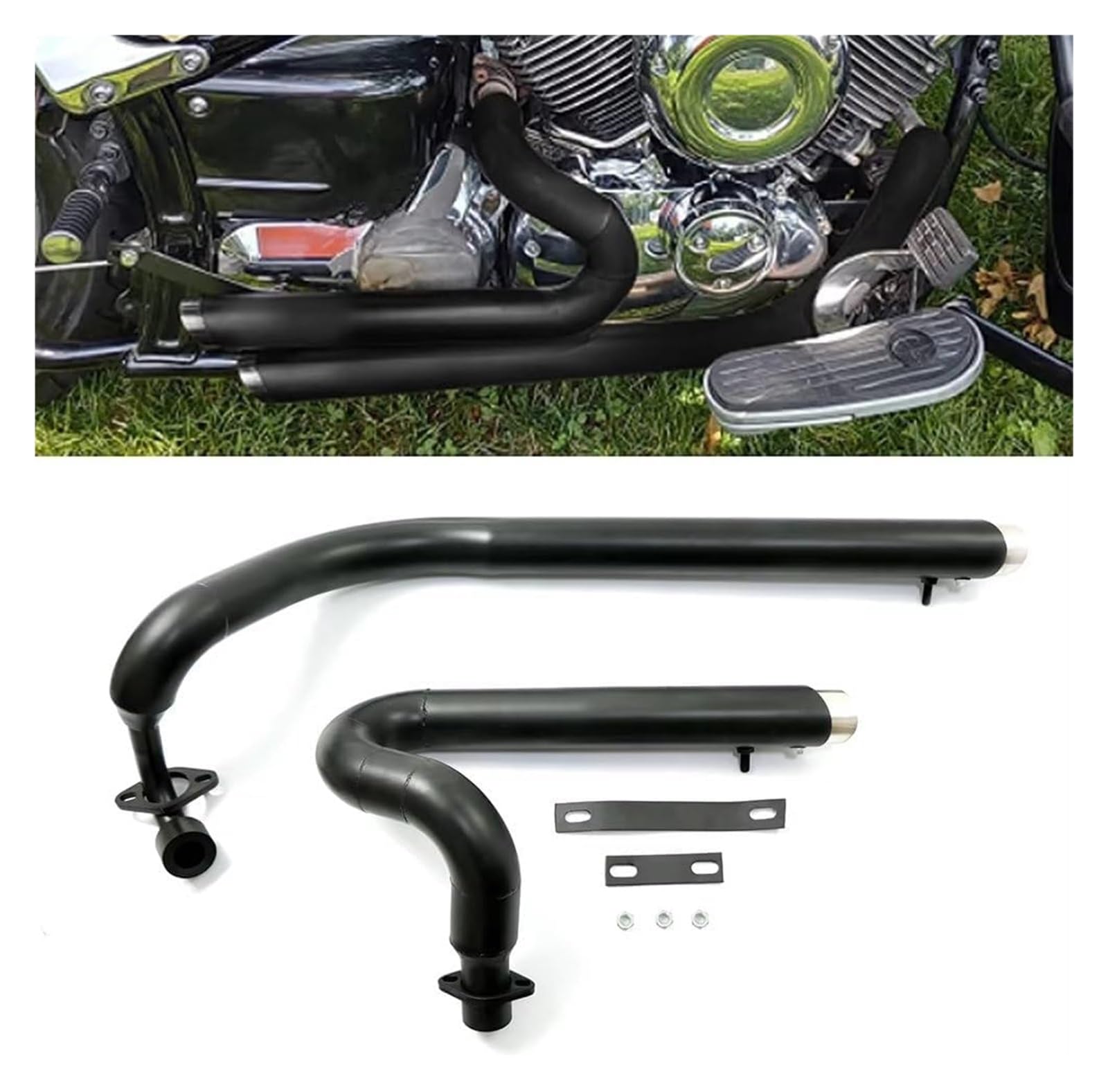 Silenziatore Di Scarico Per Yamaha Per V Star 650 Per XVS650 Per XVS400 Per DS650 400 Per Dragstar Silenziatore Tubo Di Scarico Per Moto(Cromo)