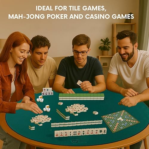 Miniatura 92 de Tapete de juego de mesa de 42 x 66 pulgadas, tapete Mahjong para mesa con bolsa de transporte, tapete de juego de neopreno antideslizante, cubierta