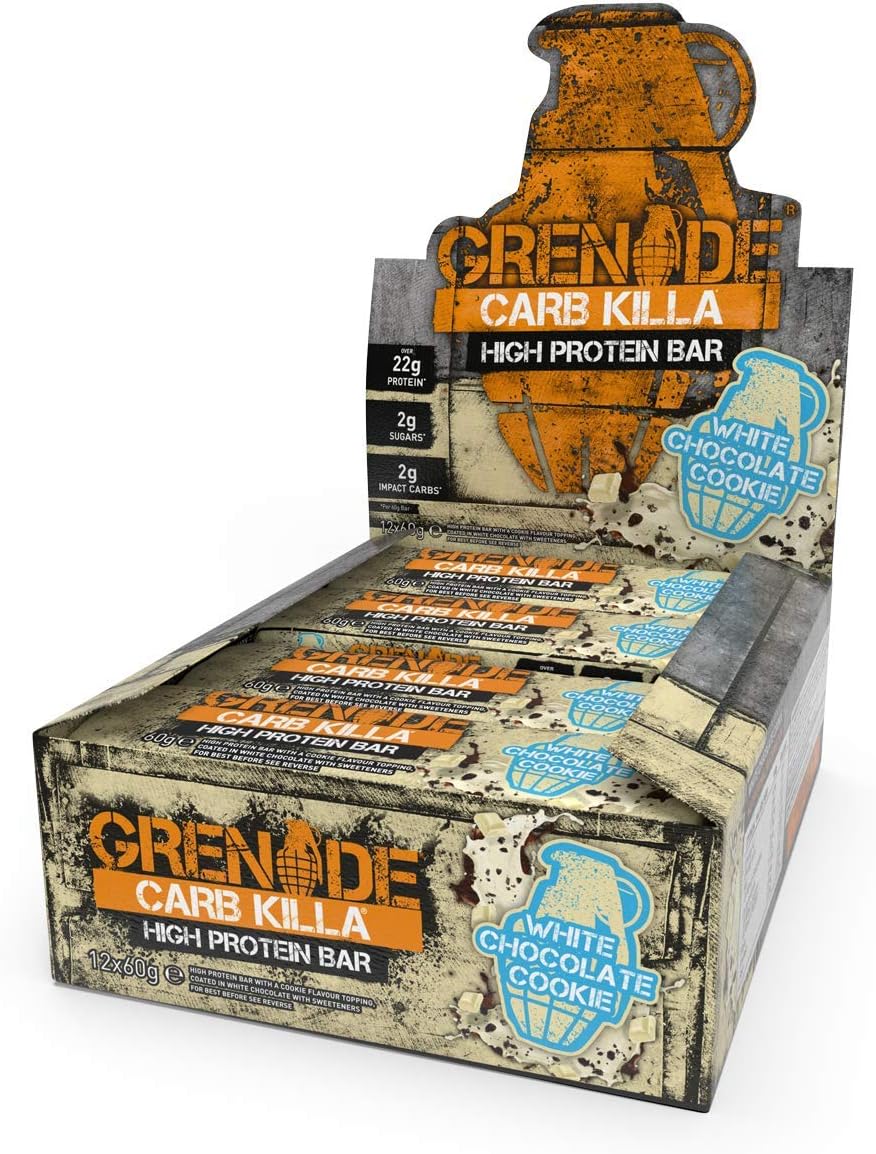 Carb Killa High Protein and Low Carb Bar, White Chocolate Cookie, 720 gram (12 x 60 g)