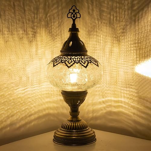 mozaist Lámpara de mesa de mosaico turco, cristal decorativo marroquí antiguo, pantalla bohemia vintage, escritorio pequeño, lámpara de noche