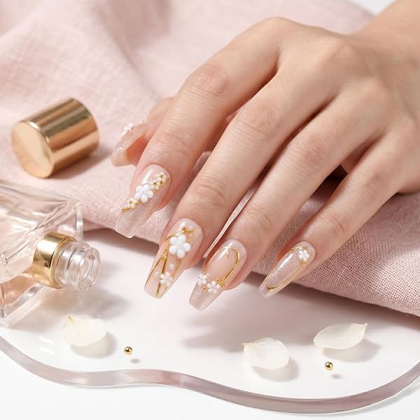 Sun&Beam Nails Handmade Press On Nails Medium Almond Light Pink Pearl Shell Glossy 10 Pieces Reusable for Everyday Wear and Special Occasions (#010 M) - 2