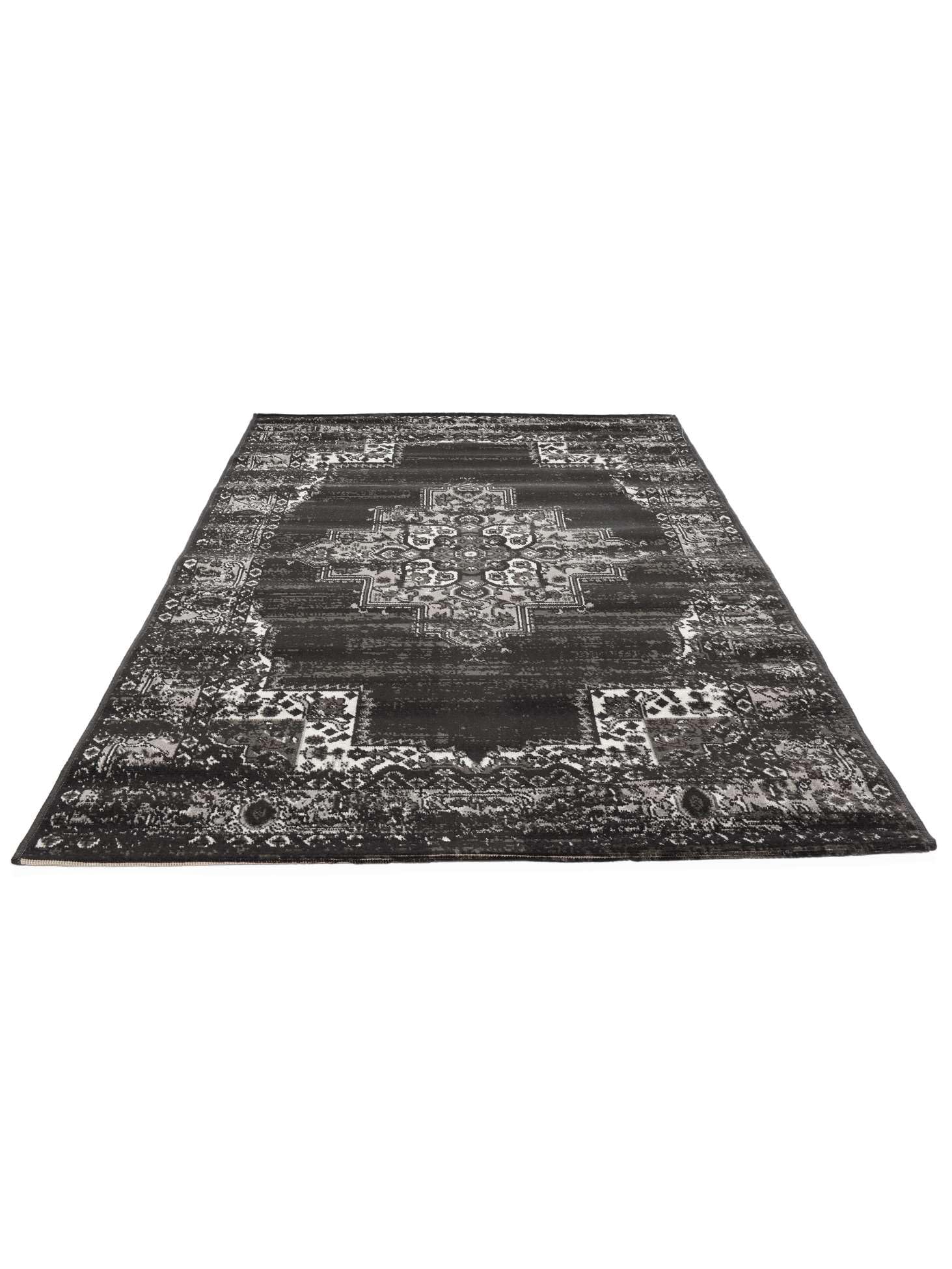 RugVista Vintage Vega, Tapis, Vintage, 300 x 400 cm, Rectangulaire, Poil Ras, Salle de séjour, à Manger, Chambre, Cuisine, Nettoyage Sec Seulement, Oeko_tex_100, Noir