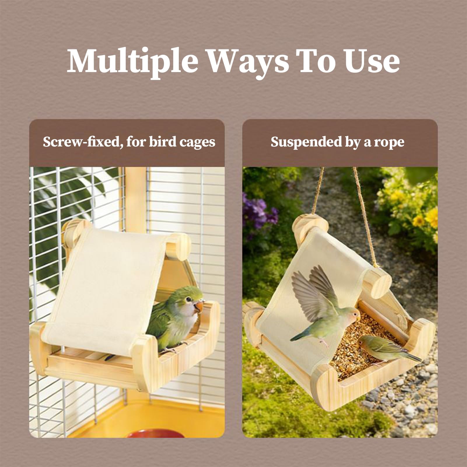 Hamaca Para Jaula De Aves Hamaca Para Dormir De Madera Para Aves Con | Percha Para Cacatúas Para Conure, Cacatúa, Loro, Periquitos, Agapornis, Guacamayo, Periquito