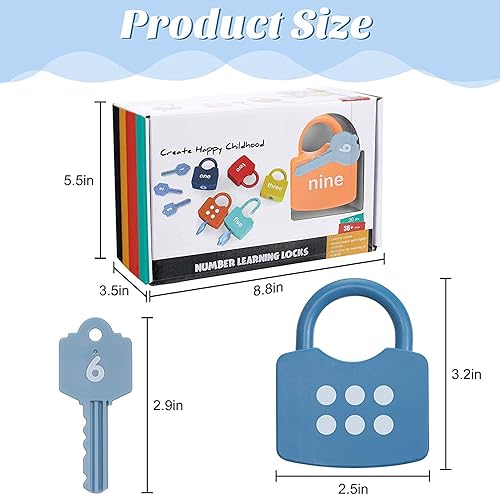 Miniatura 5 de Cerraduras de aprendizaje para niños con llaves, 123 números de puntos a juego y juguetes de conteo, juguetes educativos Montessori para niños